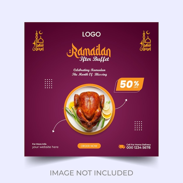 Ramadán iftar Publicación en redes sociales
