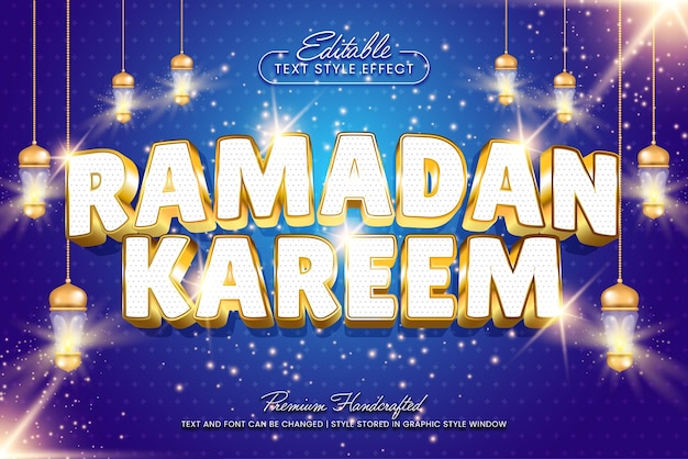 Ramadan kareem 3D efecto de texto vectorial estilo gráfico título vectorial editable y plantilla de título
