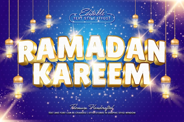 Vector ramadan kareem 3d efecto de texto vectorial estilo gráfico título vectorial editable y plantilla de título