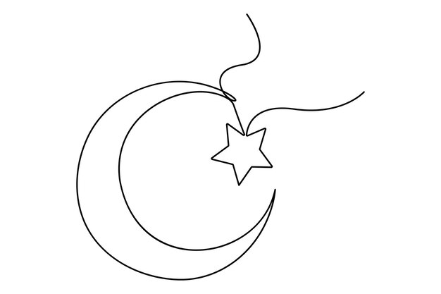 Ramadan kareem arte de una sola línea de ramadán aislado en fondo blanco ilustración vectorial de contorno