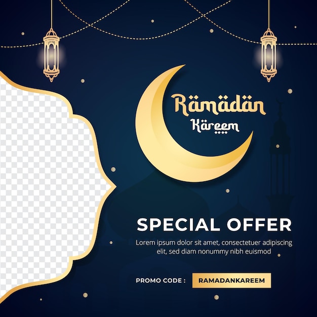 Ramadan Kareem banner plantilla de diseño de ilustración de publicación de redes sociales