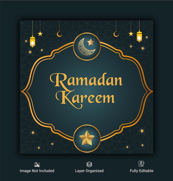 Ramadan kareem banner de redes sociales y plantilla de diseño de publicación de instagram