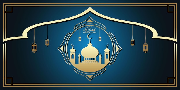 Ramadan kareem caligrafía árabe ramadan kareem hermosa tarjeta de felicitación Vector Premium