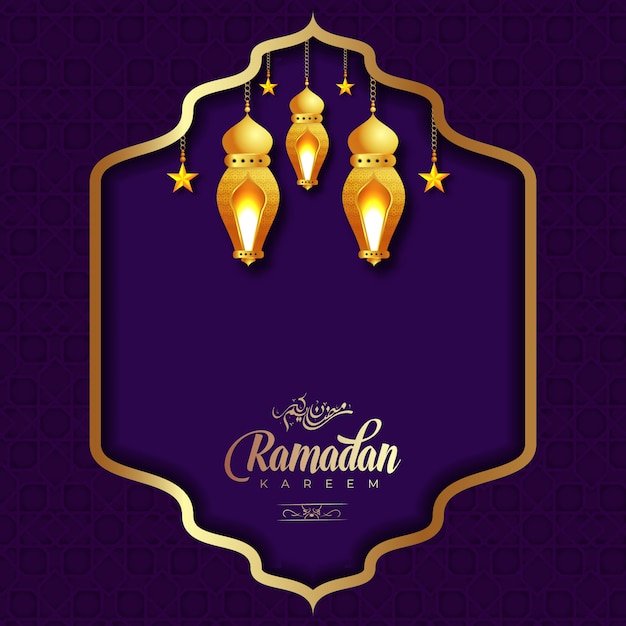 Ramadán kareem caligrafía con fondo arabesco