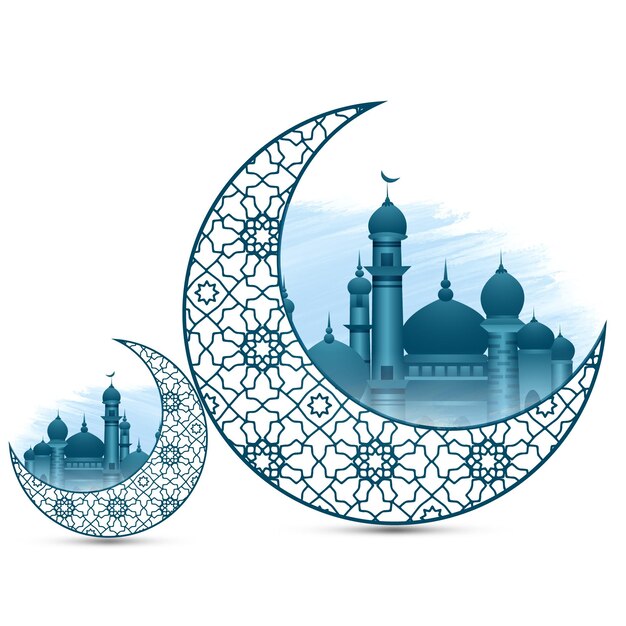 Vector ramadan kareem decorativa luna y linternas saludo musulmán