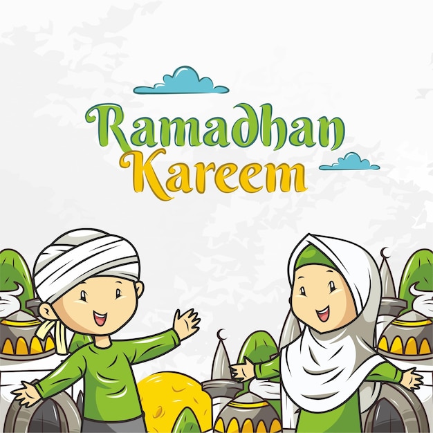 Ramadán kareem en dibujos animados