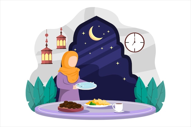 Ramadan Kareem Diseño de ilustraciones planas