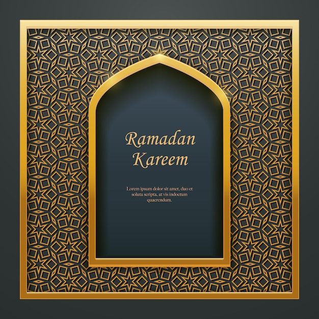 Ramadán Kareem diseño islámico mezquita puerta dorada ventana tracería