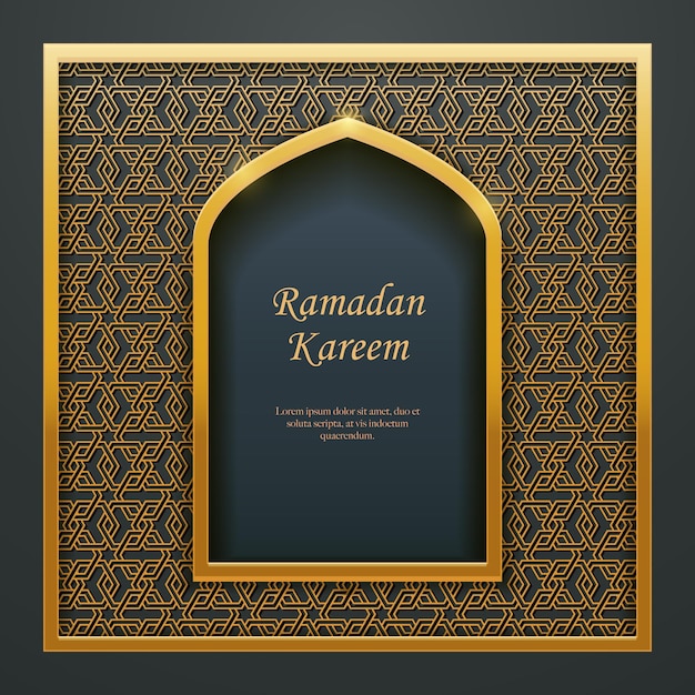 Ramadán Kareem diseño islámico mezquita puerta dorada ventana tracería