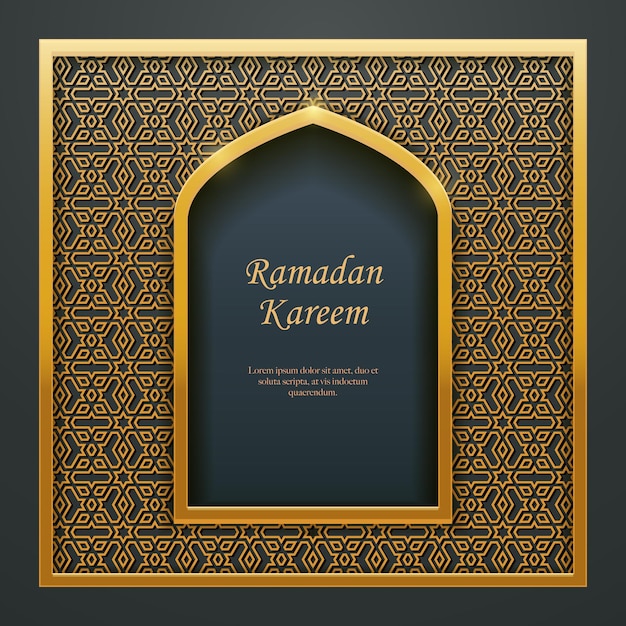 Ramadán Kareem diseño islámico mezquita puerta dorada ventana tracería