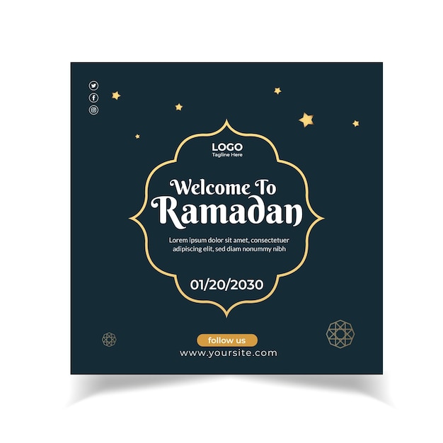 Ramadan kareem diseño de publicaciones en redes sociales