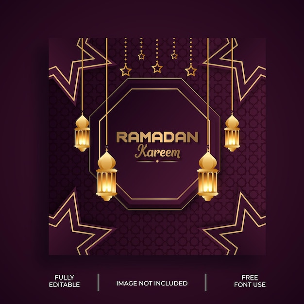 Ramadan kareem diseño de redes sociales de lujo o plantilla de fondo