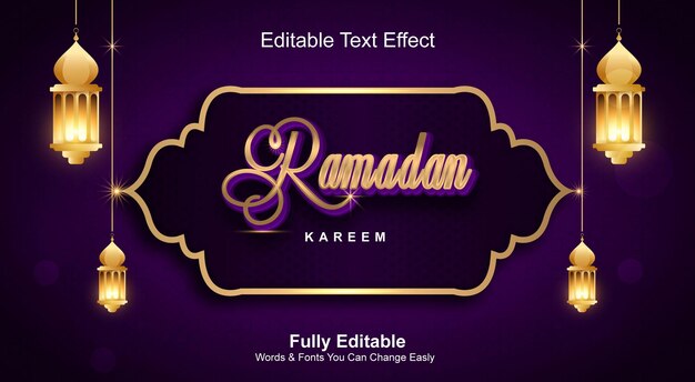 ramadan kareem efecto de texto 3d editable de lujo con hermoso fondo