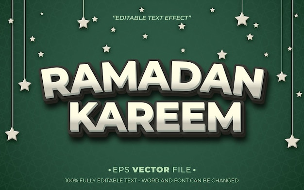 Ramadan Kareem efecto de texto 3D vector editable y fondo