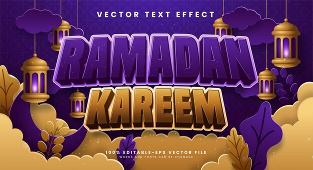 Ramadán kareem efecto de texto editable adecuado para celebrar eventos de ramadán