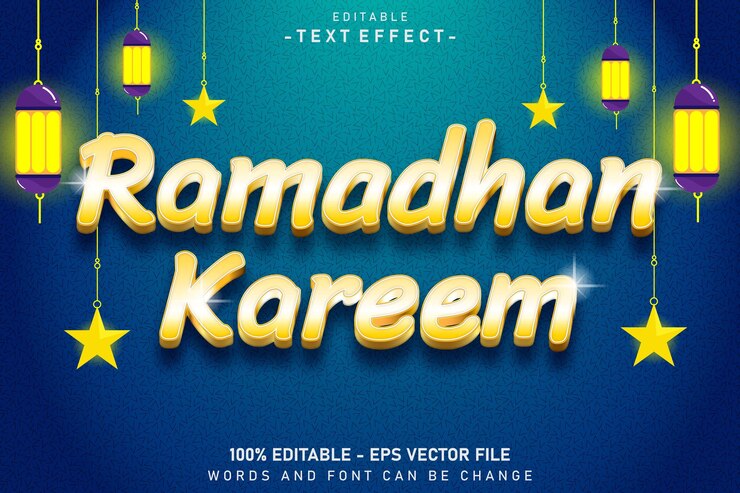 Vector ramadan kareem efecto de texto editable relieve estilo moderno