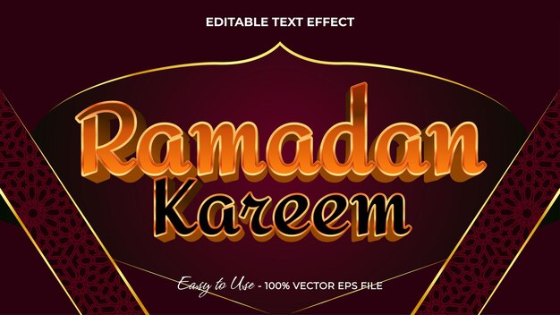 Ramadan Kareem efecto de texto lujo festival estilo gráfico luz texto editable