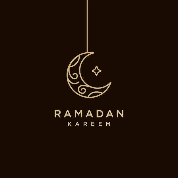 ramadan Kareem Eid Mubarak Greeting Line icono diseño vectorial mínimo y simple