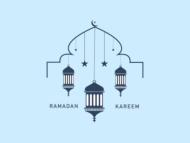 Ramadan Kareem y Eid Mubarak linternas de lámparas árabes decoraciones de fondo vectorial