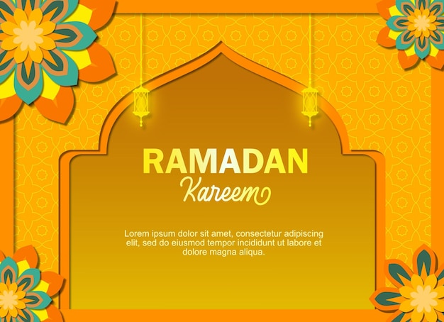 Ramadán kareem y Eid Mubarak papel estilo ilustración vector