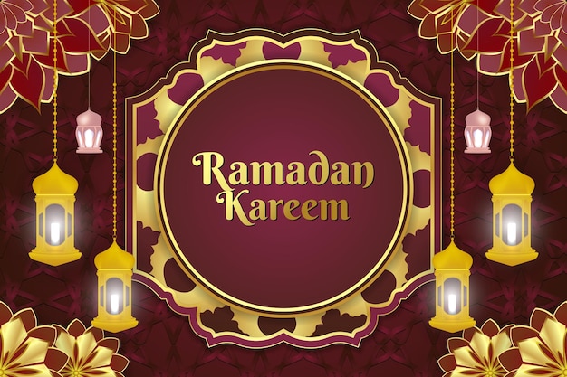 Ramadan Kareem elegante fondo islámico con color rojo y hermosa lámpara