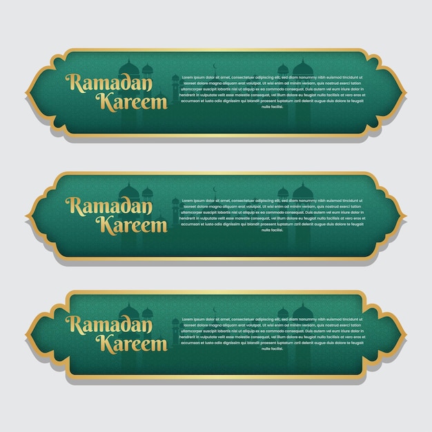 Ramadán Kareem estandarte islámico conjunto de etiquetas plantilla