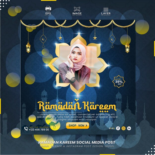 Ramadan kareem festival islámico tradicional banner de redes sociales religiosas o instagram post premium