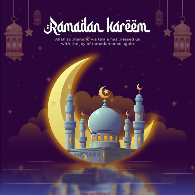Ramadán Kareem Festival Islámico Tradicional Las redes sociales publican una plantilla de diseño de ilustración