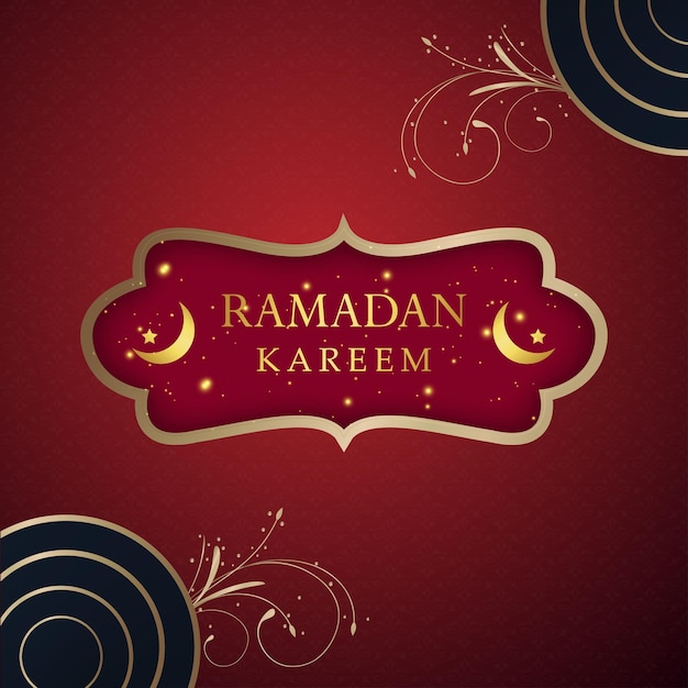 Ramadán Kareem Fondo azul granate Banner de redes sociales islámicas