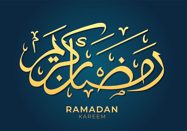 Ramadán kareem en fondo de caligrafía árabe ilustración vectorial plana mes de ayuno para musulmanes