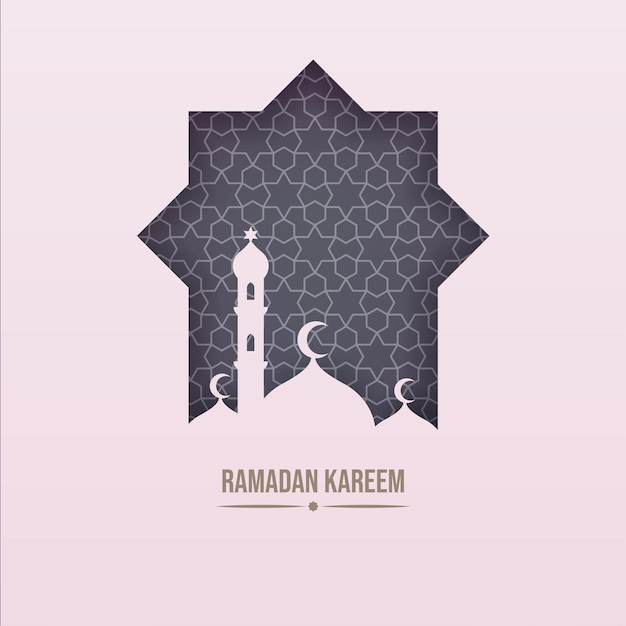 Ramadán kareem fondo con corte de papel Mezquita islámica Vector