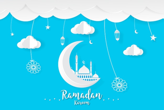 Ramadan kareem fondo de dibujos animados