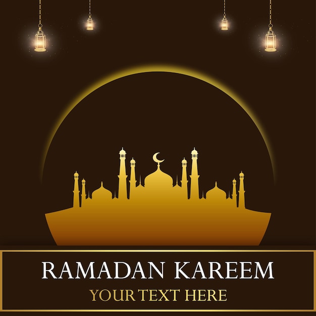 Ramadan Kareem Fondo dorado marrón Banner de redes sociales islámicas Vector libre