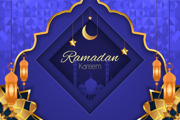 Ramadán Kareem Fondo islámico color azul con elemento