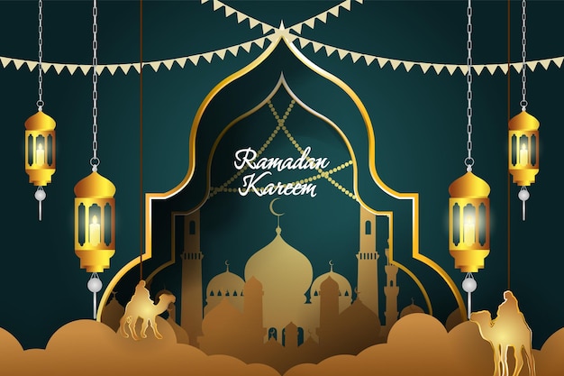 Ramadán kareem fondo islámico con elemento