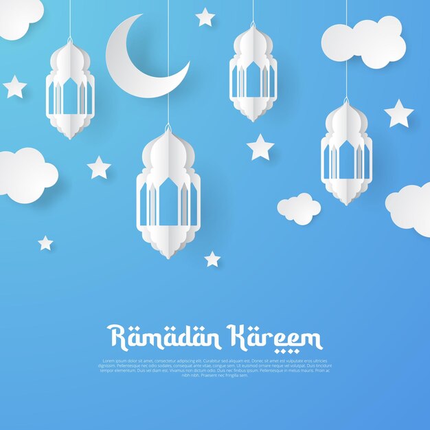 ramadan kareem fondo islámico estilo Papercut