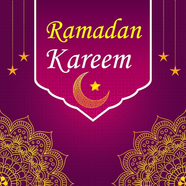 Ramadán Kareem fondo y linternas saludando linterna decorativa y decoración floral islámica