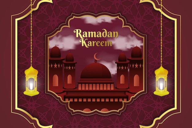Ramadán Kareem fondo mezquita islámica y color rojo