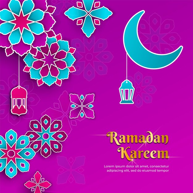Ramadan kareem fondo morado con mandala