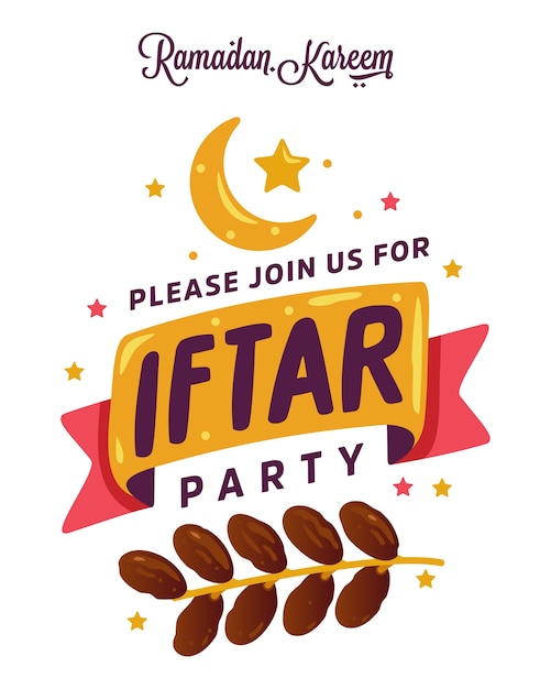 Ramadán kareem hermosa tarjeta de invitación iftar