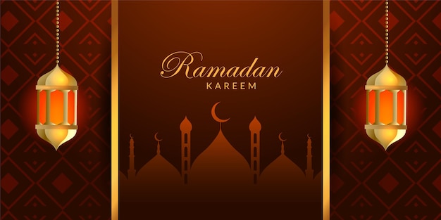 Ramadán Kareem hermoso diseño de banner con lámpara.