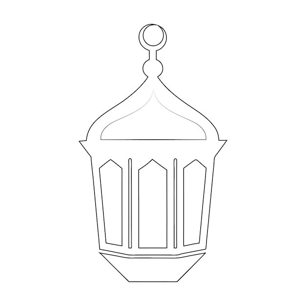 Ramadan Kareem Ilustración vectorial de arte de una sola línea Diseño islámico minimalista en fondo blanco