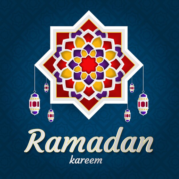 Ramadan Kareem de invitaciones diseño papel corte islamico.