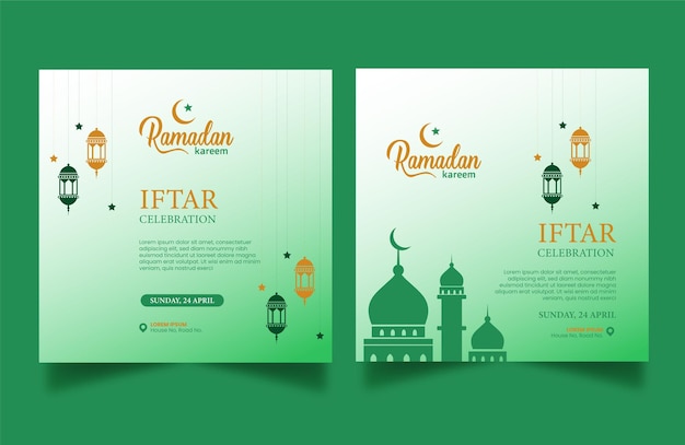 Ramadan kareem islámica iftar celebración plantilla de publicación en redes sociales vector