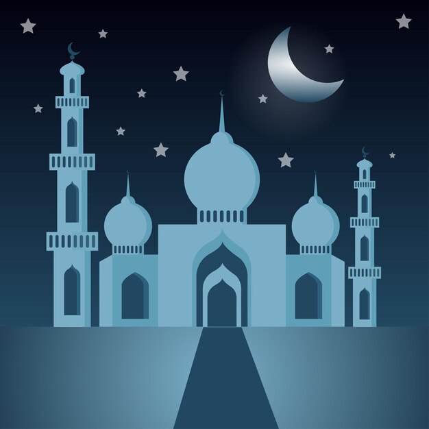 ramadán kareem islámico de dibujos animados de moda plana