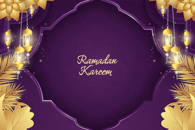Ramadan Kareem Islámico morado y dorado color de lujo