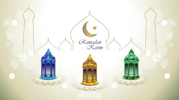 Ramadan Kareem lamp y Ramadan mubarak plantilla de feed de redes sociales