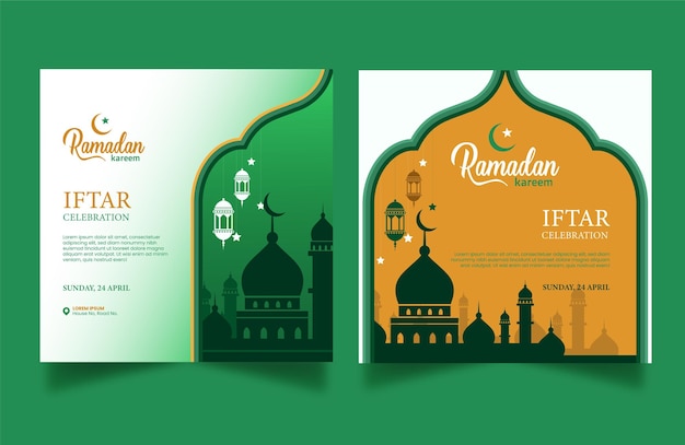 Ramadan Kareem Lámpara islámica decoración publicación de medios o plantilla de banner Vector