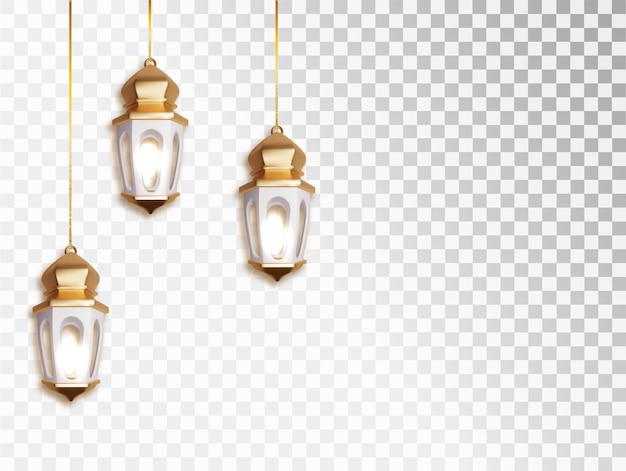 Vector ramadán kareem linterna lámpara colgante realista objeto 3d aislado colección de objetos islámicos realistas aislado lámpara colgante brillante árabe tradicional