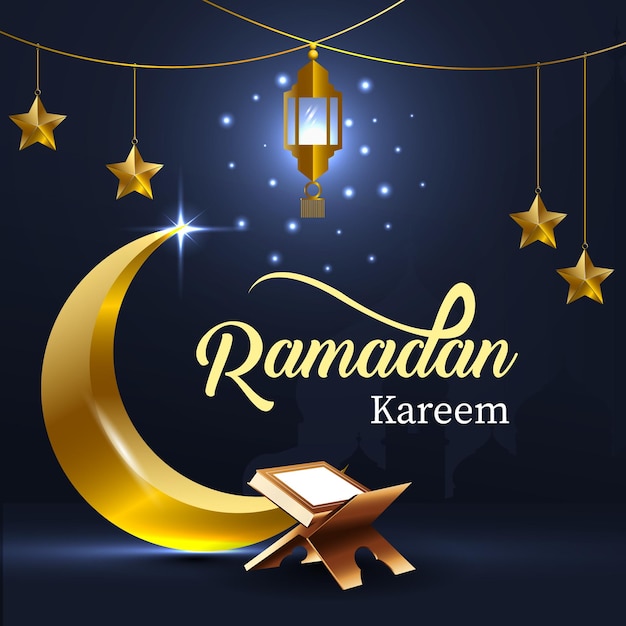 Ramadán kareem media luna con estrellas ramzan mubarak